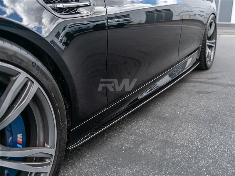 RW Carbon 2011-2016 BMW F10 F11 Carbon Fiber Performance Style Side Skirt Extensions - Image 5