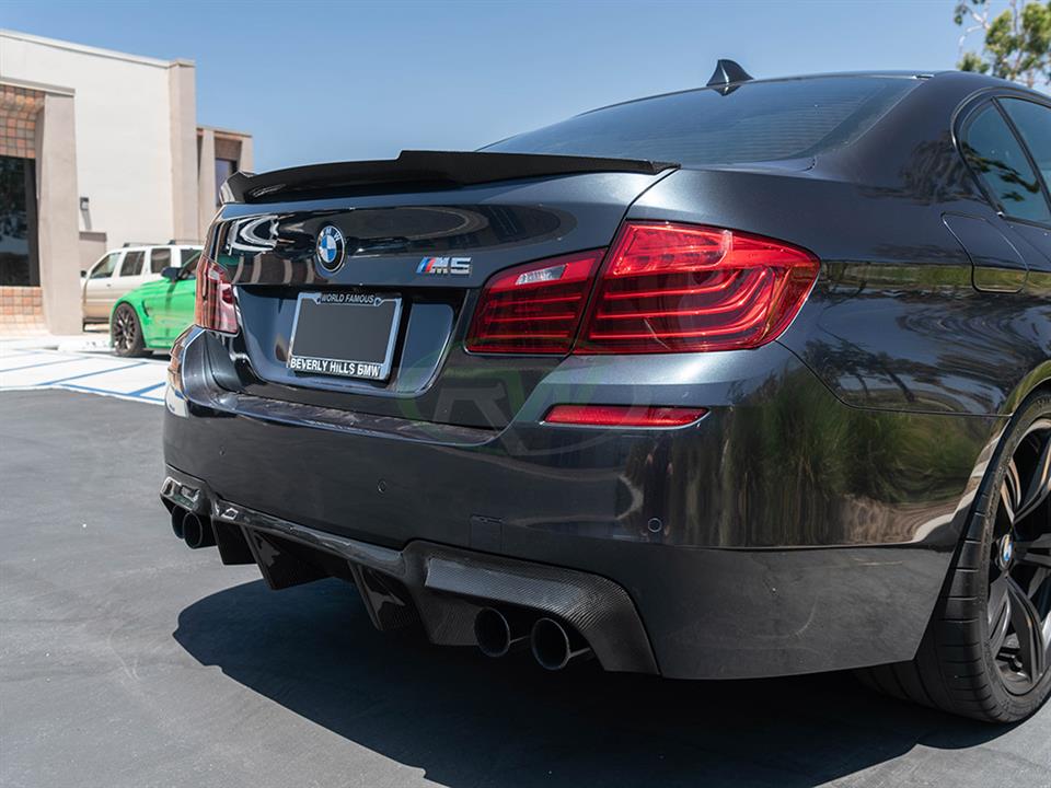 RW Carbon 2011-2016 BMW F10 M4 Style Carbon Fiber Trunk Spoiler - Image 16