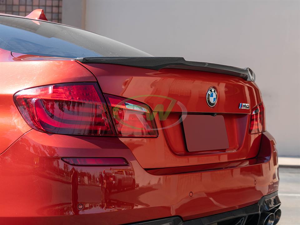 RW Carbon 2011-2016 BMW F10 M4 Style Carbon Fiber Trunk Spoiler - Image 15
