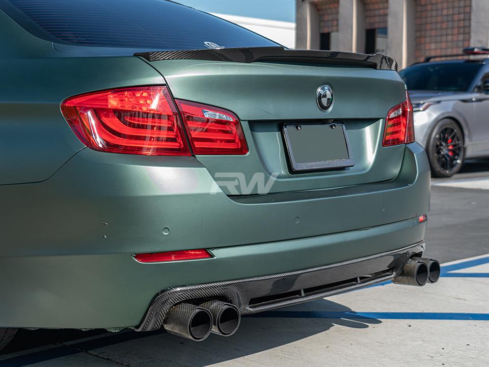 RW Carbon 2011-2016 BMW F10 M4 Style Carbon Fiber Trunk Spoiler - Image 3