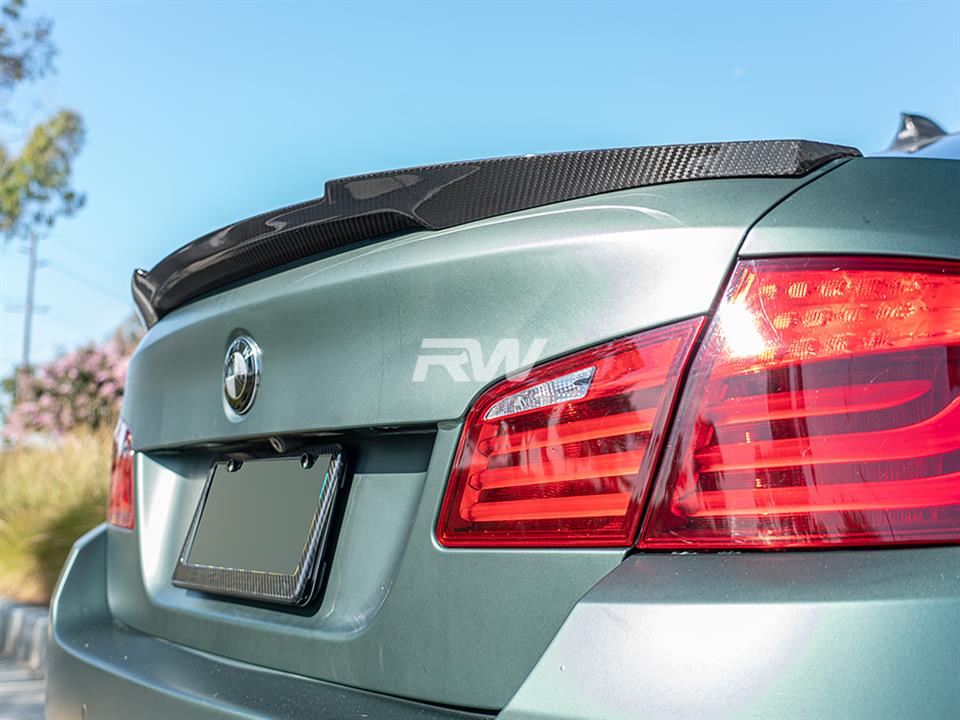 RW Carbon 2011-2016 BMW F10 M4 Style Carbon Fiber Trunk Spoiler - Image 6