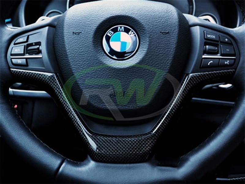 RW Carbon 2014-2018 BMW F15 X5/F16 X6 Carbon Fiber Steering Wheel Trim