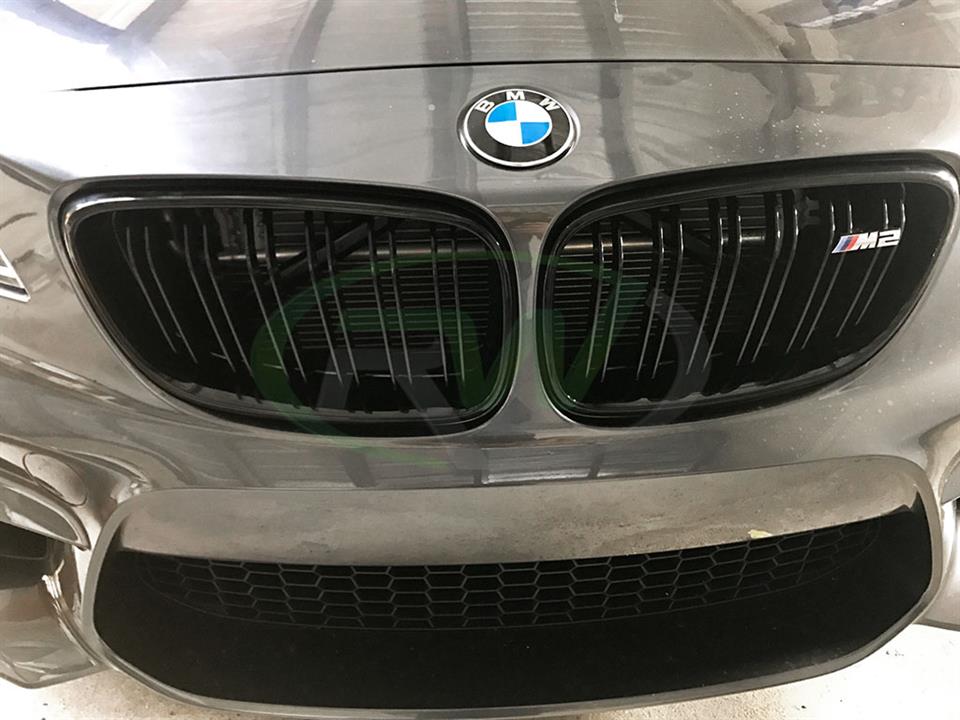 RW Carbon 2016-2021 BMW F22 F23 F87 Double Slat Gloss Black Grilles - Image 6