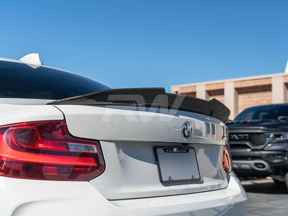 RW Carbon 2016-2021 BMW F22/F87 GTX V2 Carbon Fiber Trunk Spoiler - Image 7