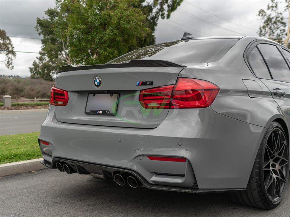 RW Carbon 2012-2020 BMW F30 F80 M3 CS Style Carbon Fiber Trunk Spoiler - Image 13