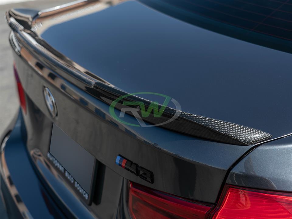 RW Carbon 2012-2020 BMW F30 F80 M3 CS Style Carbon Fiber Trunk Spoiler - Image 21