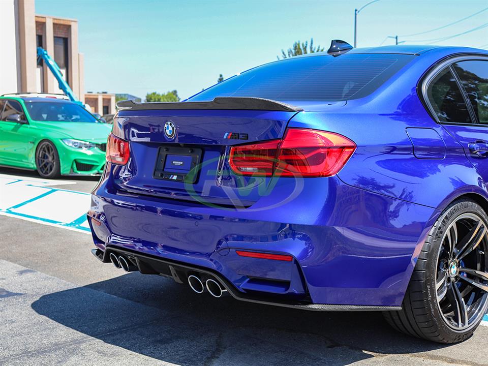 RW Carbon 2012-2020 BMW F30 F80 M3 CS Style Carbon Fiber Trunk Spoiler - Image 5