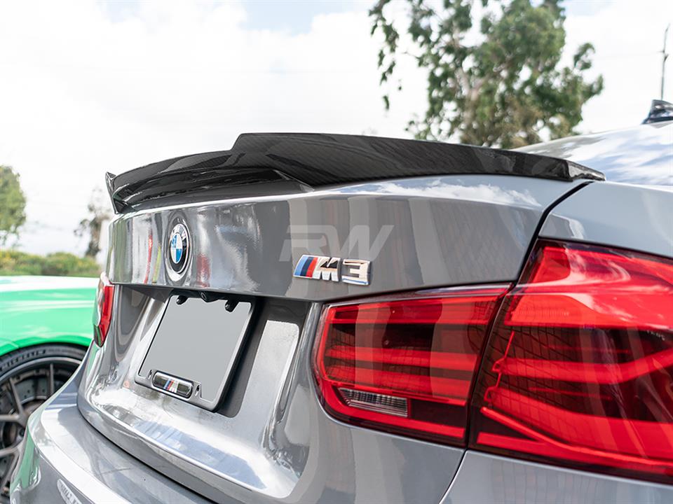 RW Carbon 2012-2020 BMW F30 F80 M4 Style Carbon Fiber Trunk Spoiler - Image 4