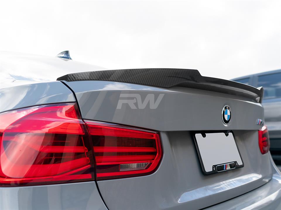 RW Carbon 2012-2020 BMW F30 F80 M4 Style Carbon Fiber Trunk Spoiler - Image 5