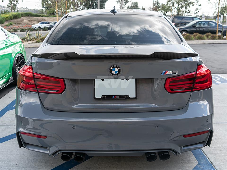 RW Carbon 2012-2020 BMW F30 F80 M4 Style Carbon Fiber Trunk Spoiler - Image 6