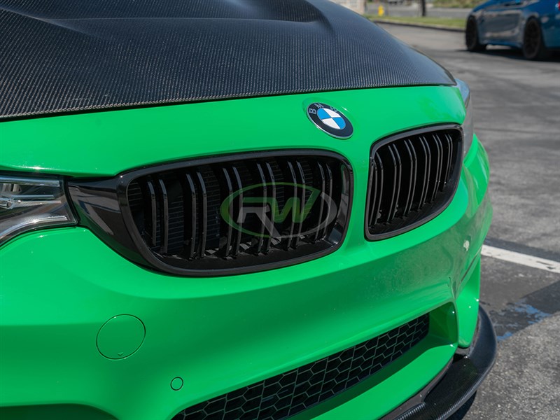 RW Carbon 2014-2020 BMW F32 F33 F36 F80 F82 F83 Gloss Black Grilles - Image 5