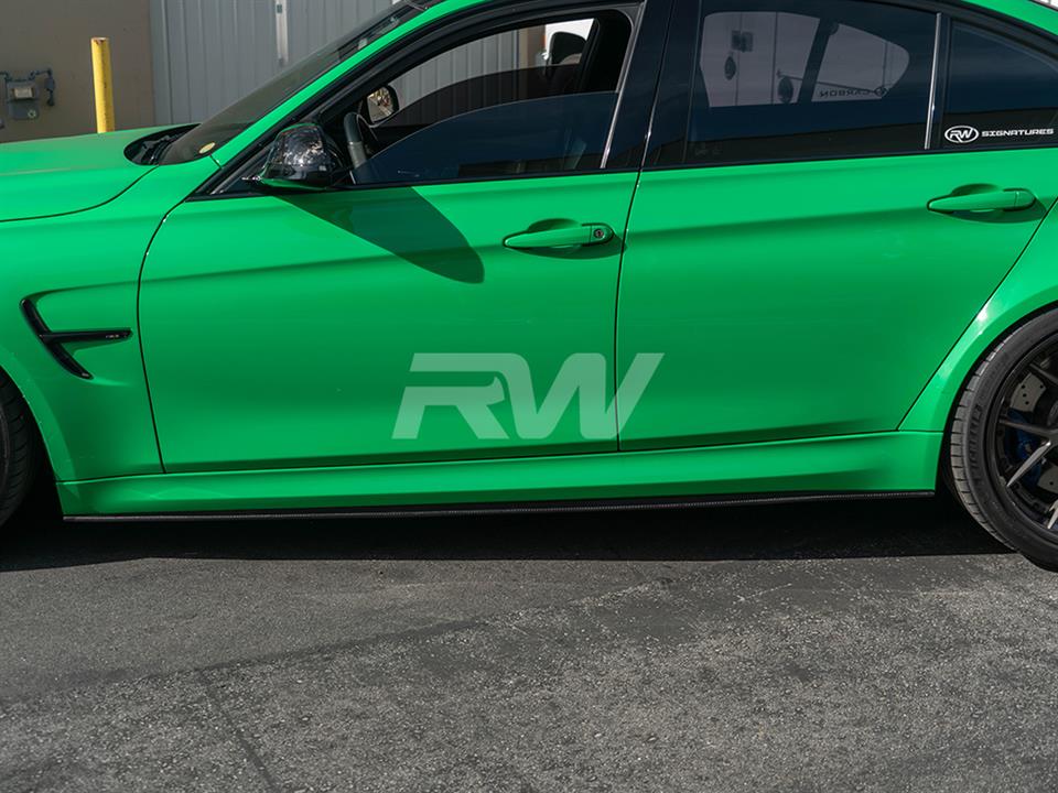 RW Carbon 2015-2020 BMW F80 M3 3D Style Carbon Fiber Side Skirt Extensions - Image 5