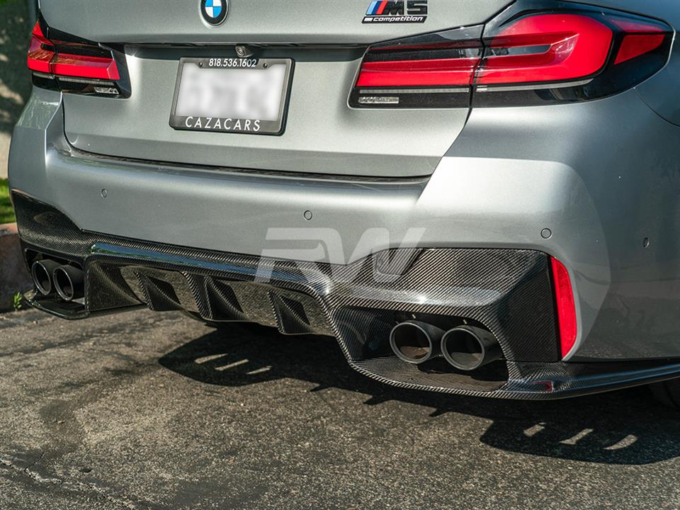 RW Carbon 2018-2023 BMW F90 M5 3D Style Carbon Fiber Diffuser - Image 10