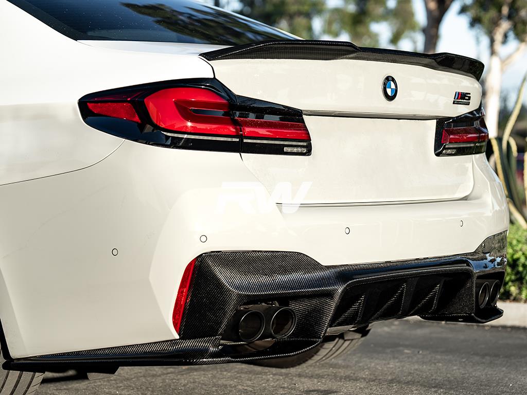 RW Carbon 2018-2023 BMW F90 M5 3D Style Carbon Fiber Diffuser - Image 4