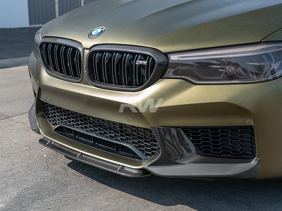 RW Carbon 2018-2020 BMW F90 M5 Carbon Fiber Center Lip Spoiler - Image 3