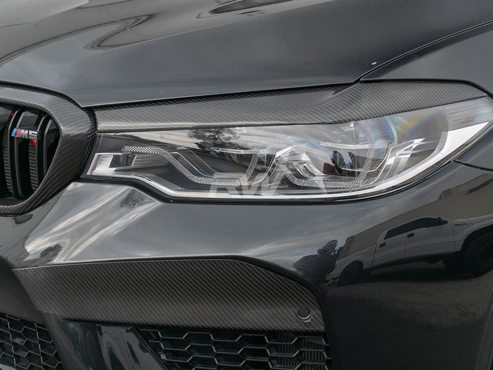 RW Carbon 2018-2020 BMW F90 M5 Carbon Fiber Upper Bumper Splitters - Image 3