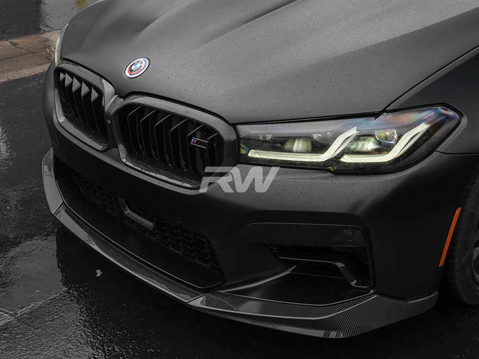 RW Carbon 2021-2023 BMW F90 M5 LCI Performance V2 Carbon Fiber Front Lip Spoiler - Image 4