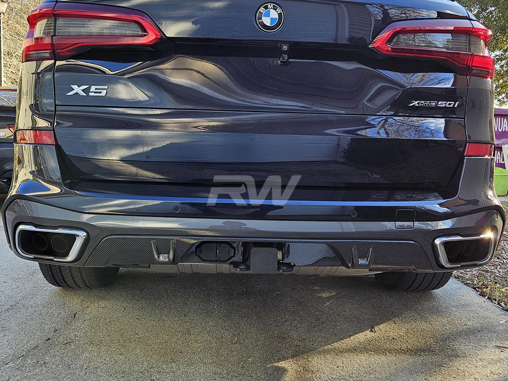 RW Carbon 2019-2025 BMW G05 X5 Tow Package Carbon Fiber Diffuser - Image 4