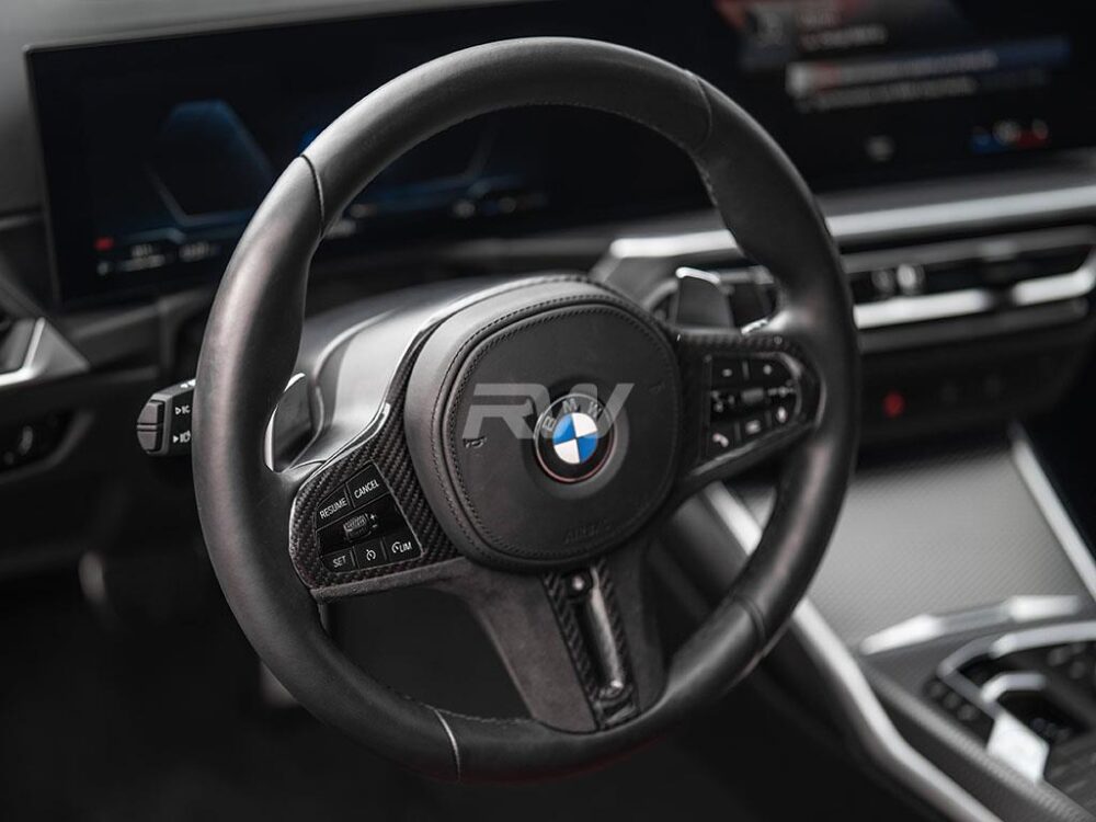 RW Carbon 2019-2026 BMW G20 Carbon Fiber Alcantara Steering Wheel Trim - Image 5