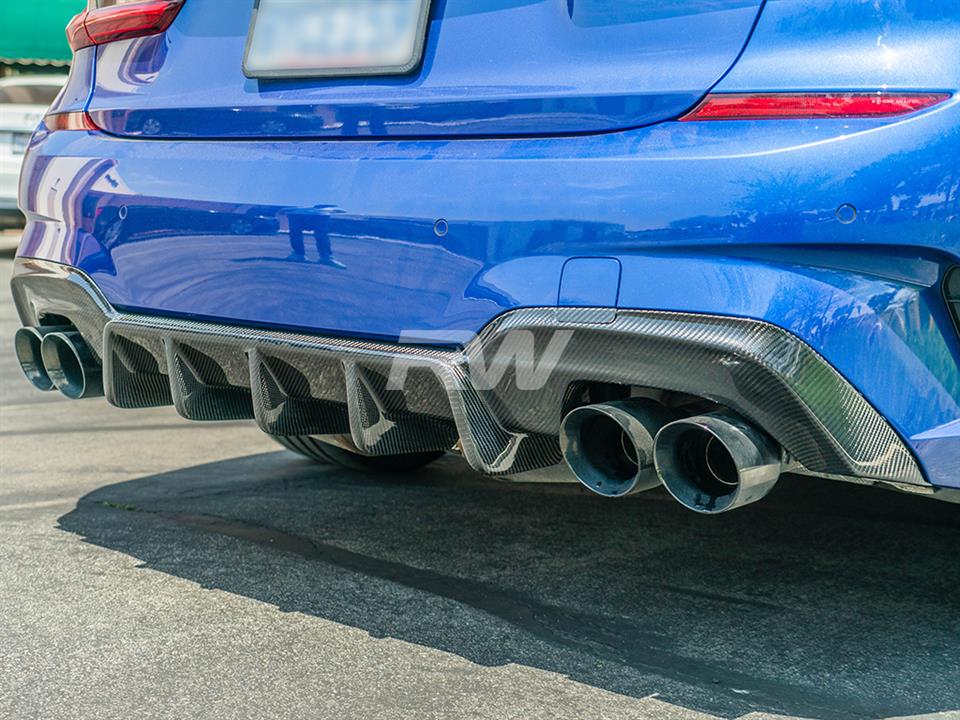 RW Carbon 2019-2022 BMW G20 DTM Carbon Fiber Rear Diffuser