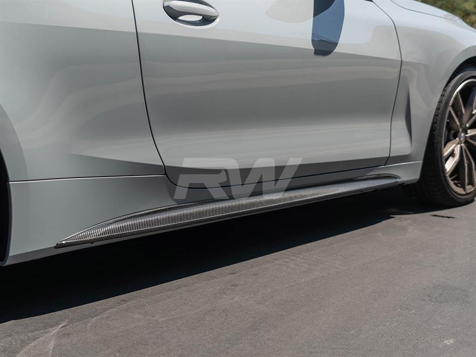 RW Carbon 2021-2026 BMW G22/G23 Carbon Fiber Side Skirt Extensions