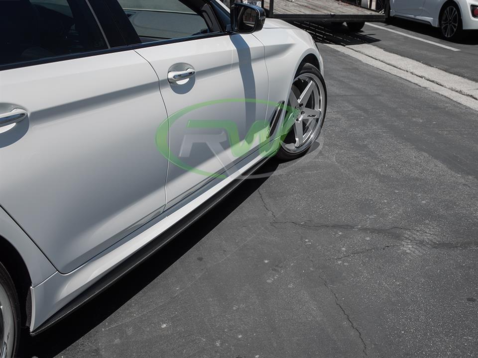 RW Carbon 2017-2023 BMW G30 F90 Carbon Fiber Side Skirt Extensions - Image 9