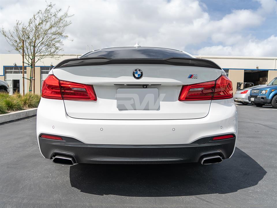 RW Carbon 2017-2023 BMW G30 F90 Performance Style Carbon Fiber Trunk Spoiler - Image 23