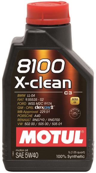Motul 8100 5W40 X-CLEAN C3 -505 01-502 00-505 00-LL04 1L (Case of 12) - Image 2