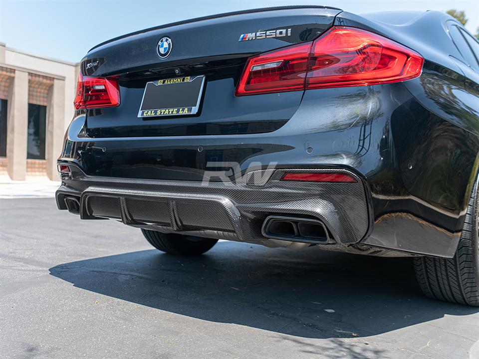 RW Carbon 2017-2020 BMW G30 EC Style Carbon Fiber Rear Diffuser