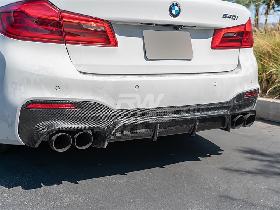 RW Carbon 2017-2020 BMW G30 EC Style Carbon Fiber Rear Diffuser - Image 8