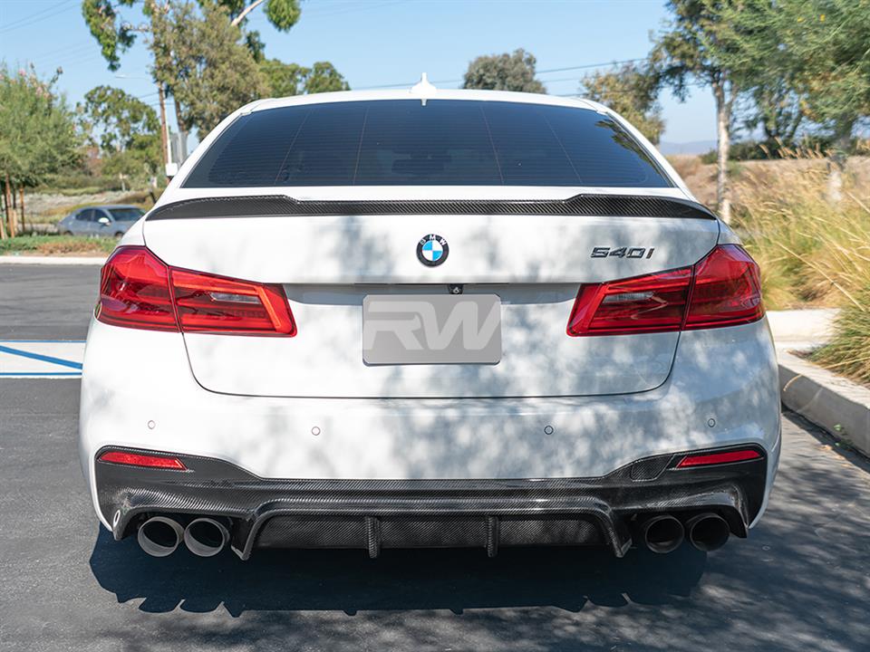 RW Carbon 2017-2020 BMW G30 EC Style Carbon Fiber Rear Diffuser - Image 9