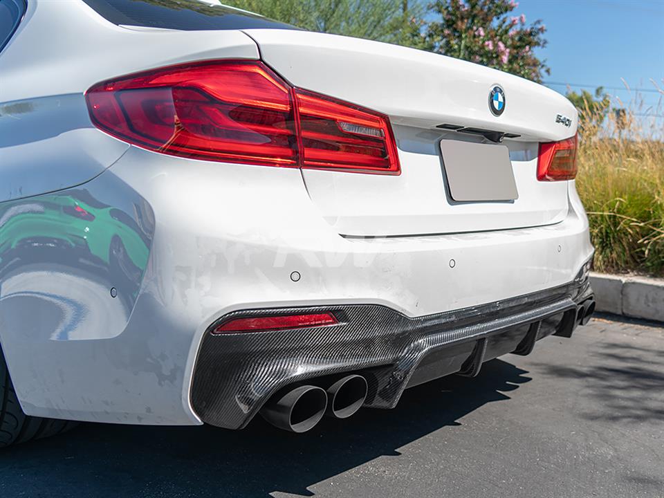 RW Carbon 2017-2020 BMW G30 EC Style Carbon Fiber Rear Diffuser - Image 7