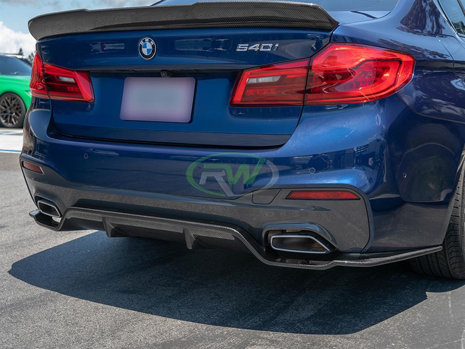RW Carbon 2017-2020 BMW G30 3D Style Carbon Fiber Rear Diffuser - Image 4