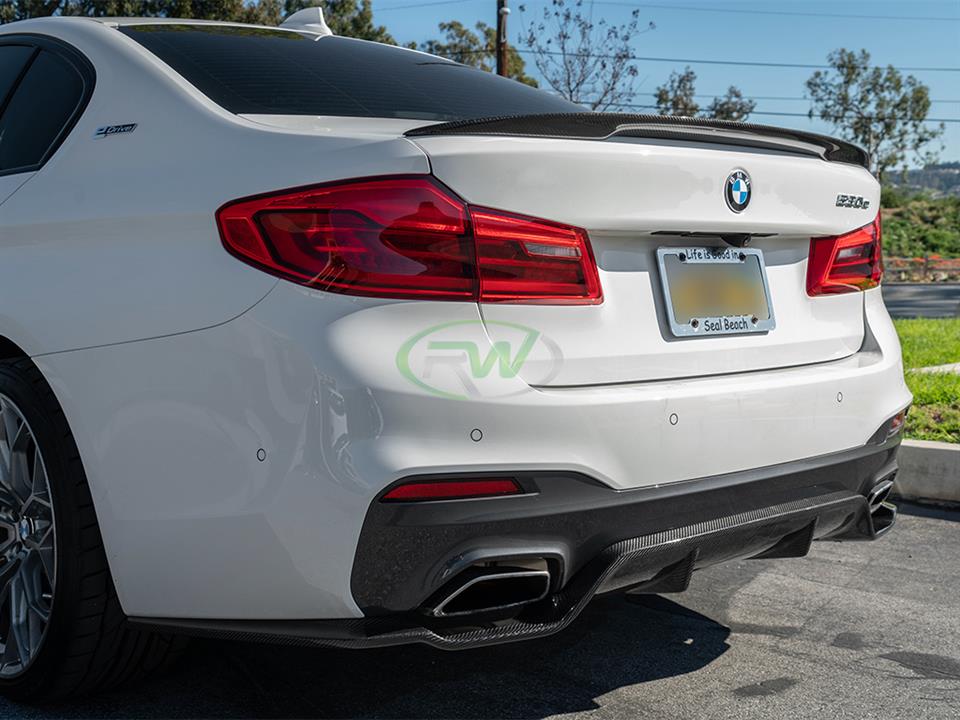 RW Carbon 2017-2020 BMW G30 3D Style Carbon Fiber Rear Diffuser - Image 5
