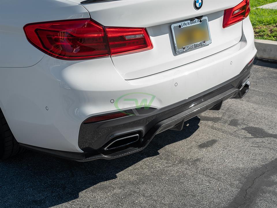 RW Carbon 2017-2020 BMW G30 3D Style Carbon Fiber Rear Diffuser - Image 6