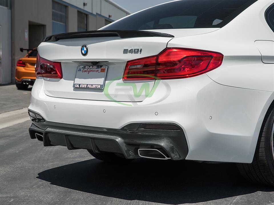 RW Carbon 2017-2020 BMW G30 EC Style Carbon Fiber Rear Diffuser - Image 11