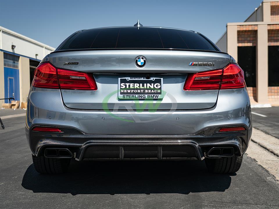 RW Carbon 2017-2020 BMW G30 EC Style Carbon Fiber Rear Diffuser - Image 17