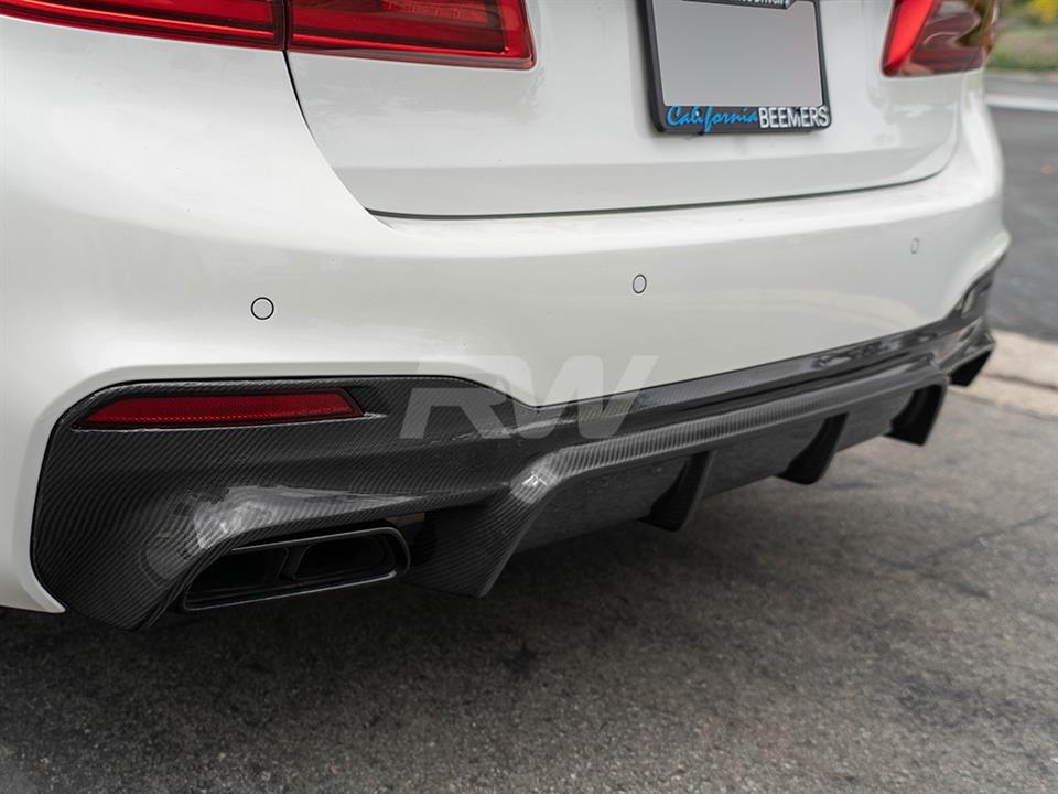 RW Carbon 2017-2020 BMW G30 EC Style Carbon Fiber Rear Diffuser - Image 12