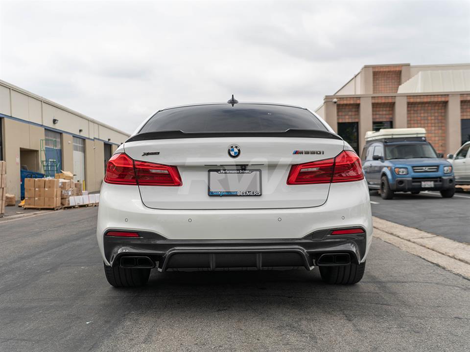 RW Carbon 2017-2020 BMW G30 EC Style Carbon Fiber Rear Diffuser - Image 13