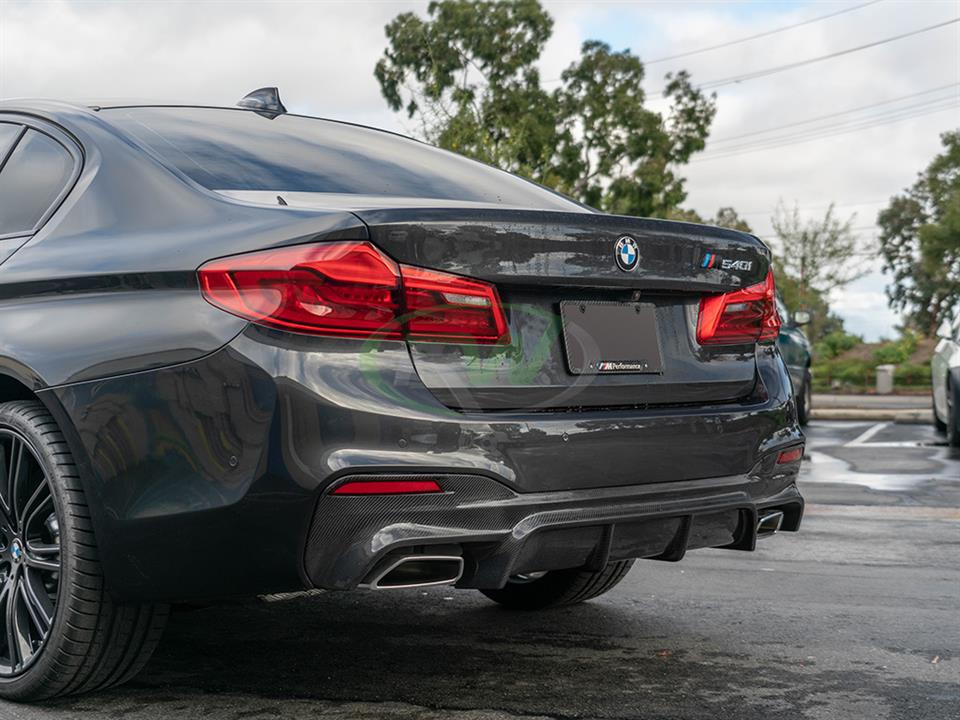 RW Carbon 2017-2020 BMW G30 EC Style Carbon Fiber Rear Diffuser - Image 15