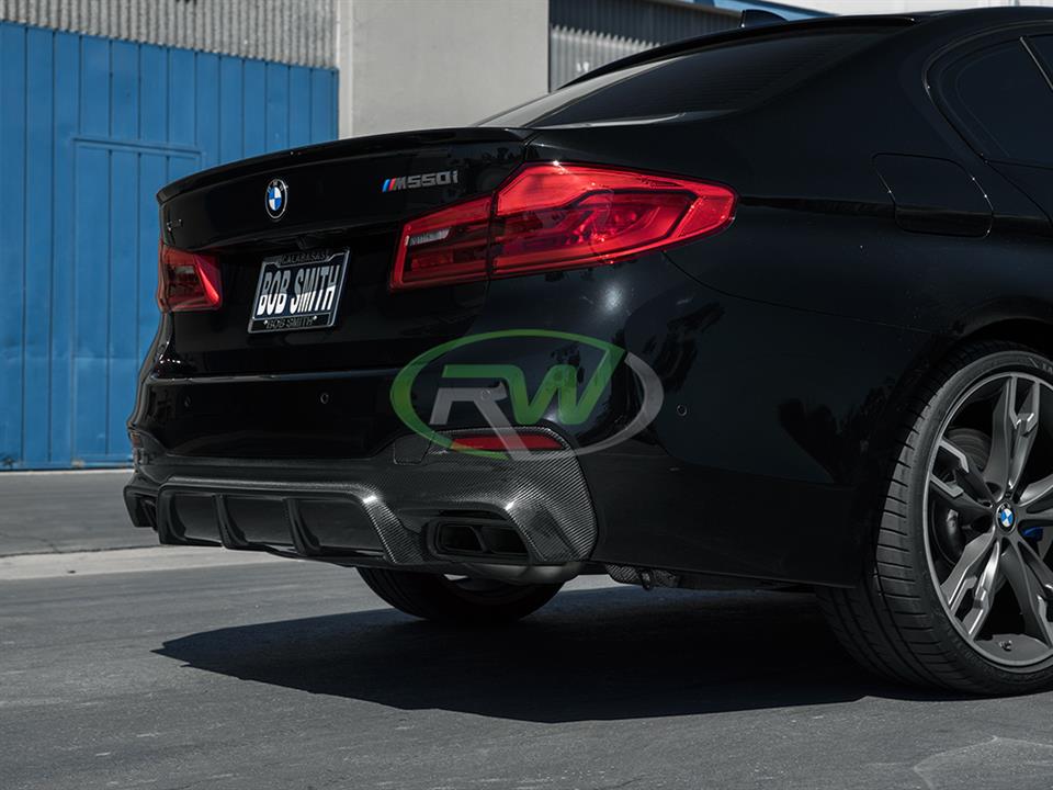 RW Carbon 2017-2020 BMW G30 EC Style Carbon Fiber Rear Diffuser - Image 19