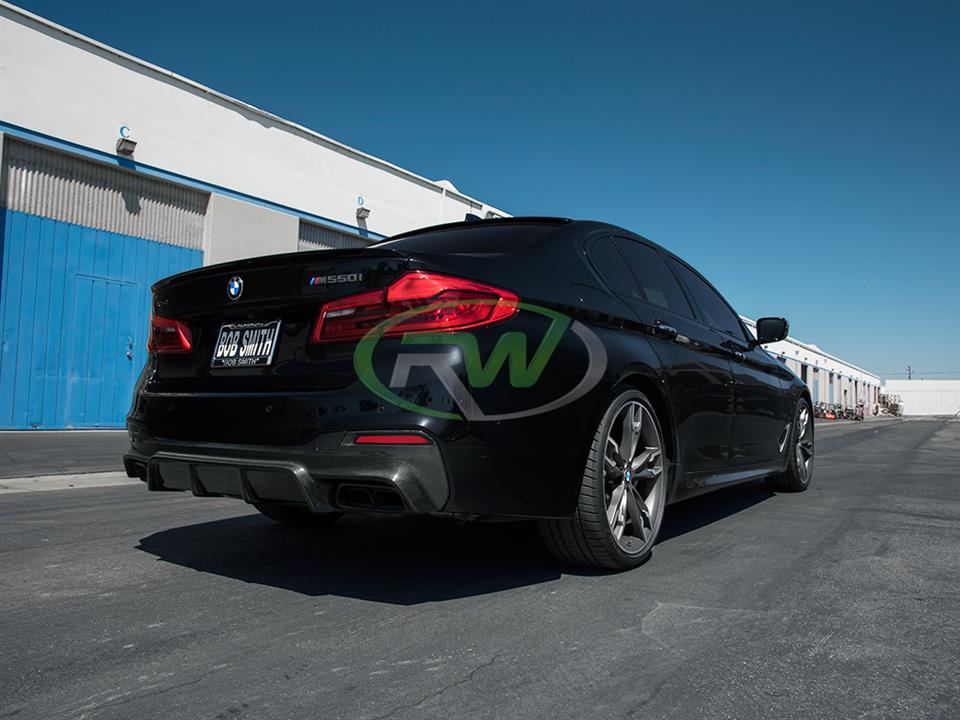 RW Carbon 2017-2020 BMW G30 EC Style Carbon Fiber Rear Diffuser - Image 18