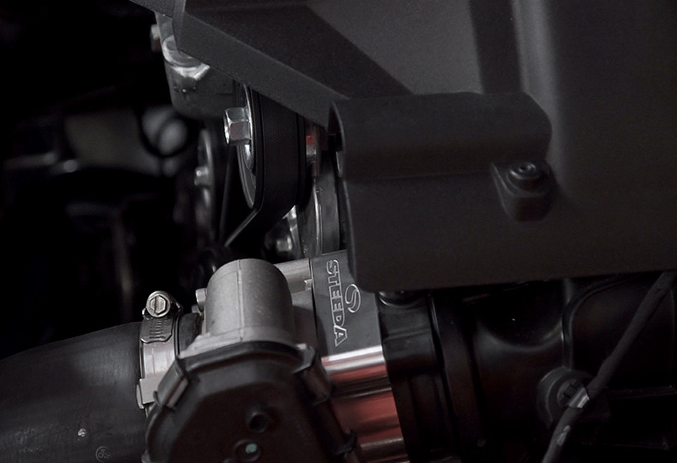 Steeda S550 Mustang EcoBoost Throttle Body Spacer Side