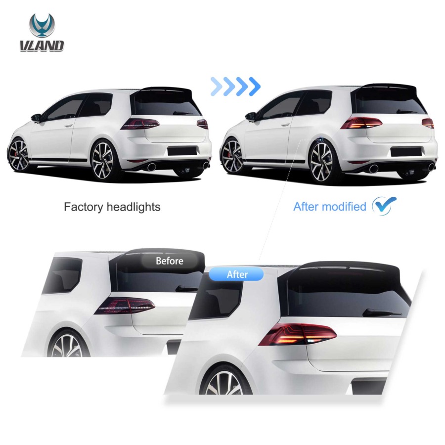 Vland 2013-2021 Volkswagen Golf MK7 MK7.5 Hatchback Laser Tail Lights With Sequential Turn Signals - Image 5