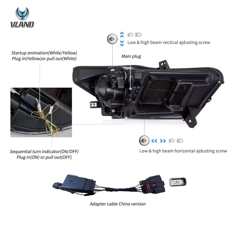 Vland 2015-2017 Ford Mustang LED Headlights Update 2024 S650 Style - Image 7