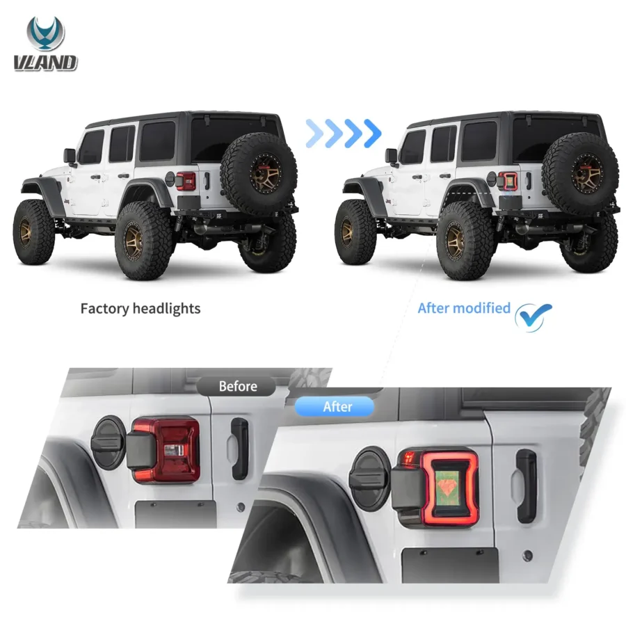 Vland 2018-2020 Jeep Wrangler JL JLU OLED Tail Lights With Animation Effects - Image 5