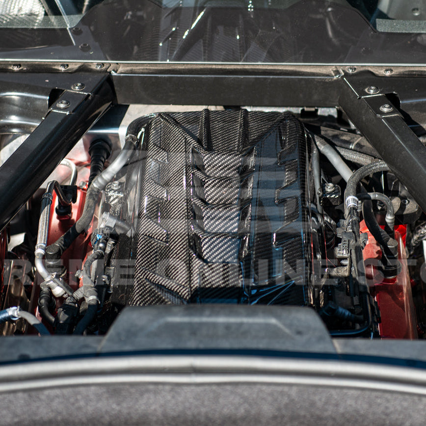 EOS 2020-2026 Chevrolet Corvette C8 Coupe Carbon Fiber Engine Cover - Image 4