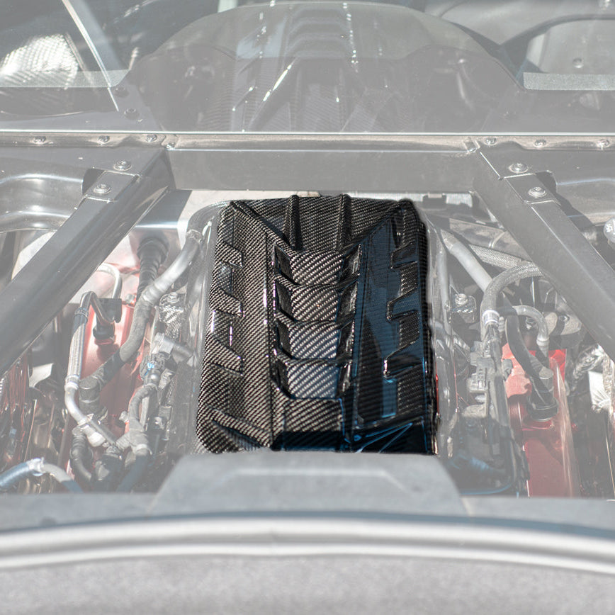 EOS 2020-2026 Chevrolet Corvette C8 Coupe Carbon Fiber Engine Cover - Image 3