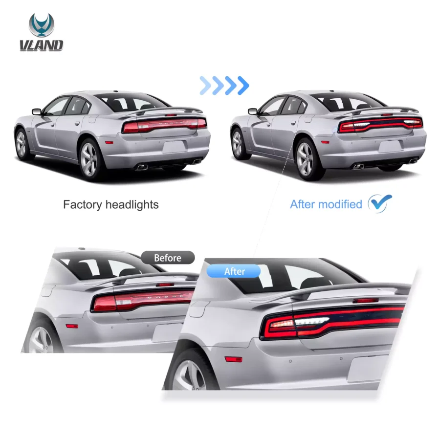 Vland 2011-2014 Dodge Charger Tail Lights Full LED W/Start-Up Animation - Image 6