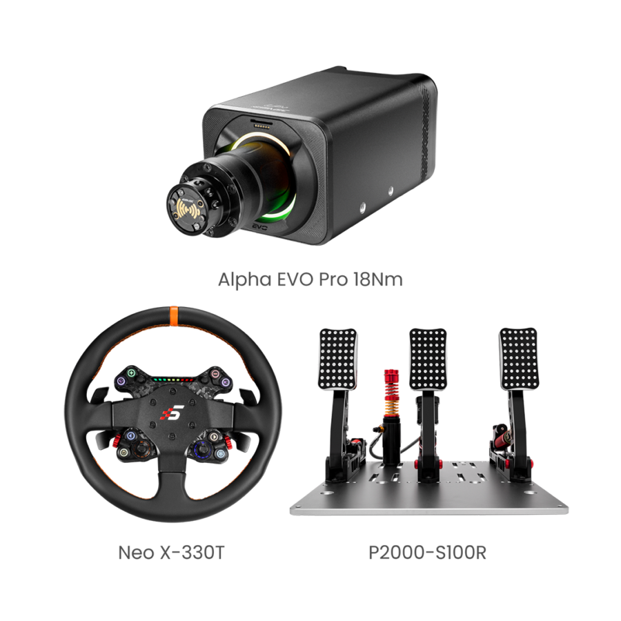 Simagic EVO pro 18Nm Base 3-Piece Bundle - pedals detail